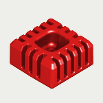 Connector block square Rood